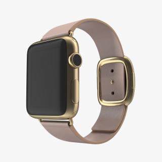 3D model Apple Watch 38mm Gold Case with Rose Gray Modern Buckle