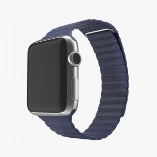 3D Apple Watch 38mm Magnetic Closure Blue Leather Loop