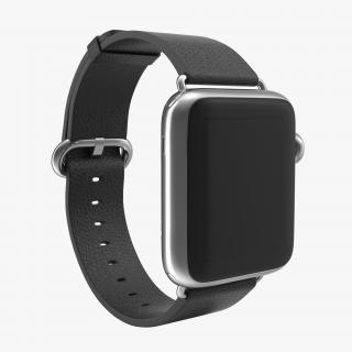 3D Apple Watch 38mm Classic Buckle Black Leather Stainless Steel