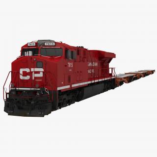 Train ES40DC Canadian Pacific and Flat Car 3D