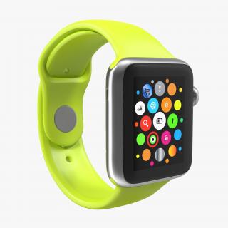 3D Apple Watch 38mm Fluoroelastomer Green Sport Band 2