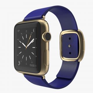 3D Apple Watch 38mm Gold Case with Midnight Blue Modern Buckle 2