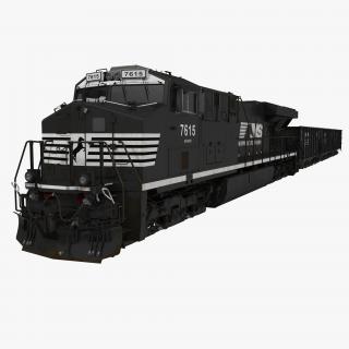 Train ES40DC Norfolk Southern and Hopper Car 3D model