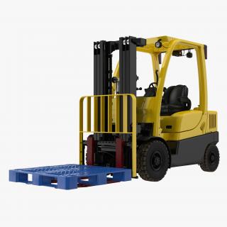 3D Forklift with Plastic Pallet model