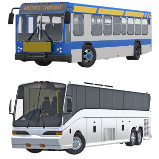 3D Rigged Buses Collection model