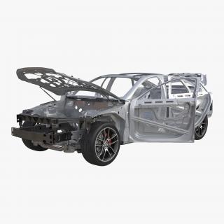 3D Car Frame with Chassis 3 Rigged