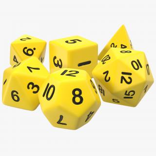 3D Polyhedral Dice Set Yellow