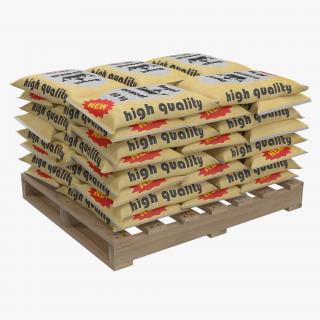 3D Pallet of Cement Bags 2 model