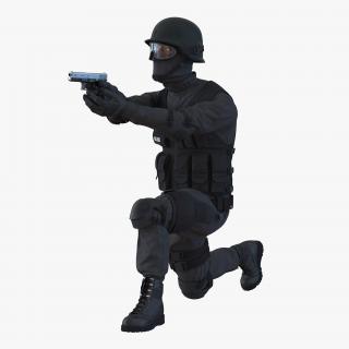 SWAT Man Afro American Rigged 3D model