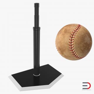 Baseball Batting Tee and Ball 3D model