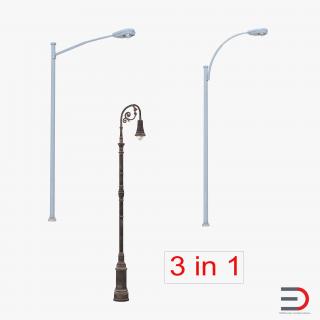 3D Street Lamps Collection model