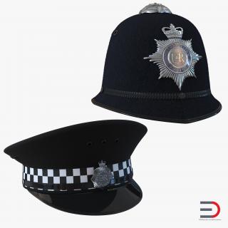 3D model Uk Police Hats Collection