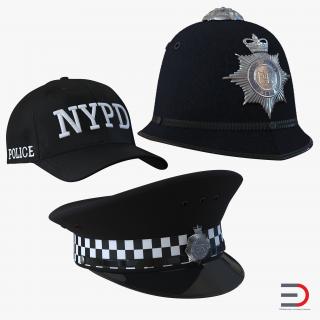 Police Hats Collection 3D