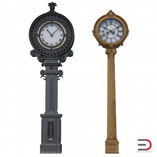 3D New York Street Clocks Collection model