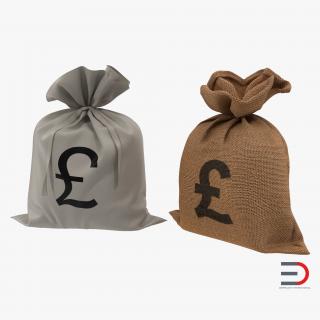 Pound Money Bags Collection 3D