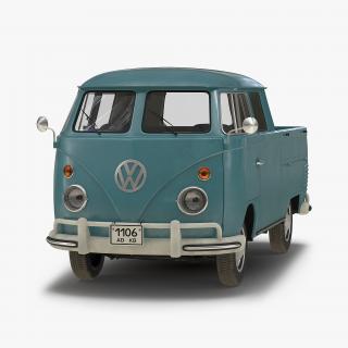 Volkswagen Type 2 Double Cab Pick Up Simple Interior Blue 3D