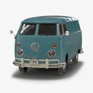 3D Volkswagen Type 2 Panel Van Simple Interior Blue model