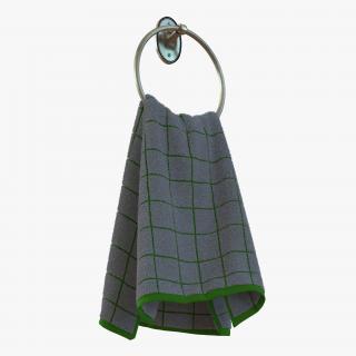 Hanging Bathroom Towel 2 Green with Fur 3D model