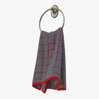 Hanging Bathroom Towel 2 Red with Fur 3D