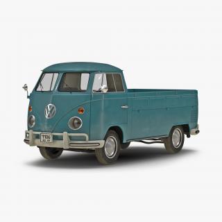 Volkswagen Type-2 Single Cab Pick-Up Simple Interior Blue 3D