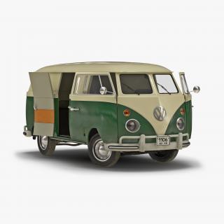 3D model Volkswagen Type 2 Panel Van Rigged Green