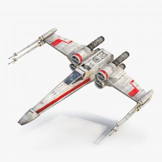 Star Wars X-Wing Starfighter Rigged Red 3D model