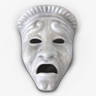 3D Theatre Tragedy Mask White Marble model