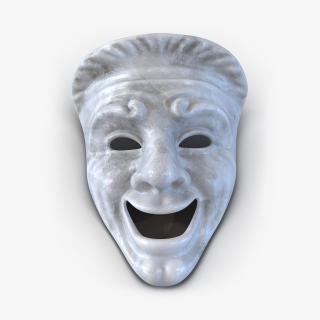 Theatre Comedy Mask White Marble 3D