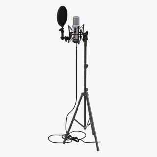 Studio Microphone and Stand 3D