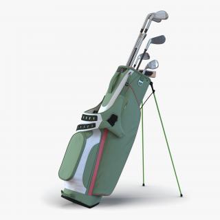 Golf Bag 4 Generic with Clubs 3D model