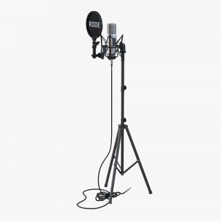 Studio Microphone Rode and Stand 3D