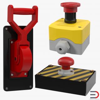 3D Industrial Power Switches Collection