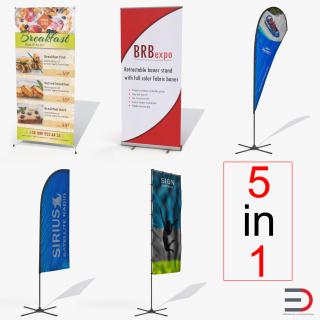 Banner Stands Collection 3D model