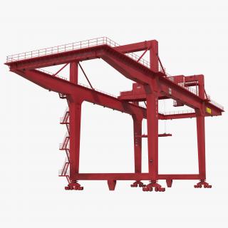 Rail Mounted Gantry Container Crane Red 3D model