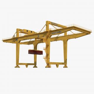 3D Rail Mounted Gantry Container Crane Yellow and 40 ft ISO Container