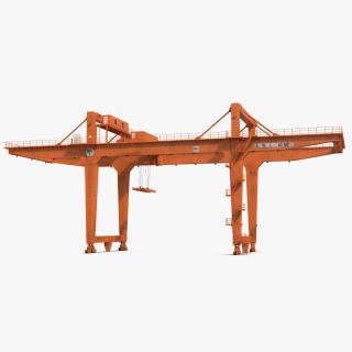 Rail Mounted Gantry Container Crane Rigged Orange 3D model