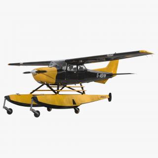 3D model Cessna 172 Black Seaplane