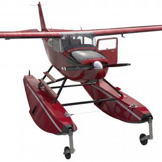 3D model Cessna 172 Red Seaplane Rigged