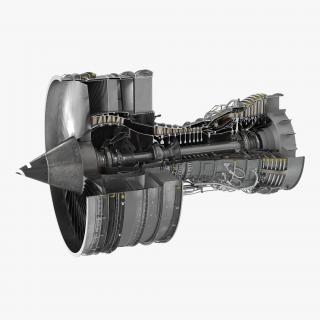 Turbofan Aircraft Engine Sectioned 3D model