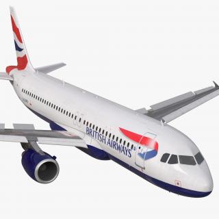 Airbus A320 British Airways Rigged 3D model