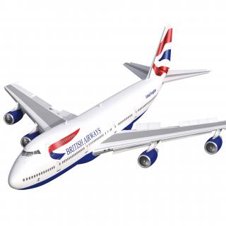 3D Boeing 747-200B British Airways Rigged model