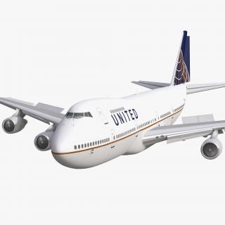 Boeing 747-200B United Rigged 3D model