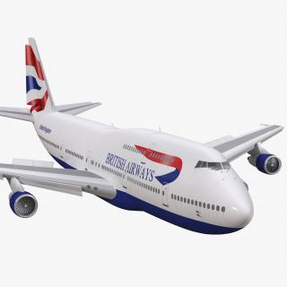 Boeing 747-300 British Airways Rigged 3D