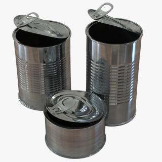 3D Open Empty Tin Cans Set model