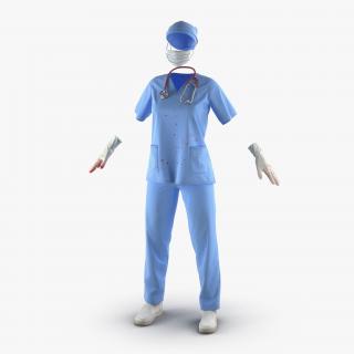 Female Surgeon Dress 15 Stained with Blood 3D