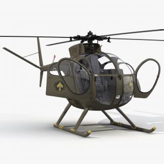 3D Light Helicopter Hughes OH-6 Cayuse Rigged Military