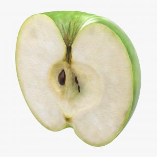 3D Green Apple Cut in Half model