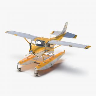 Cessna 182 Skylane on Floats Rigged Yellow 3D