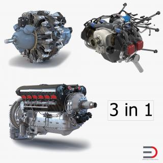 3D Piston Aircraft Engines Collection 2