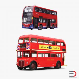 3D model London Buses Rigged Collection